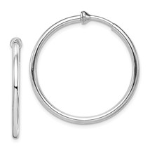 Silver RH-plated 2x28mm Non-Pierced Round Hoop Earrings QE8549 - £61.35 GBP