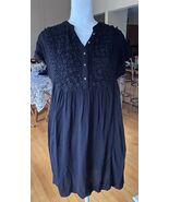 Knox Rose sz S Black Lace Embroidered Cotton Babydoll Dress Boho Peasant - $15.84