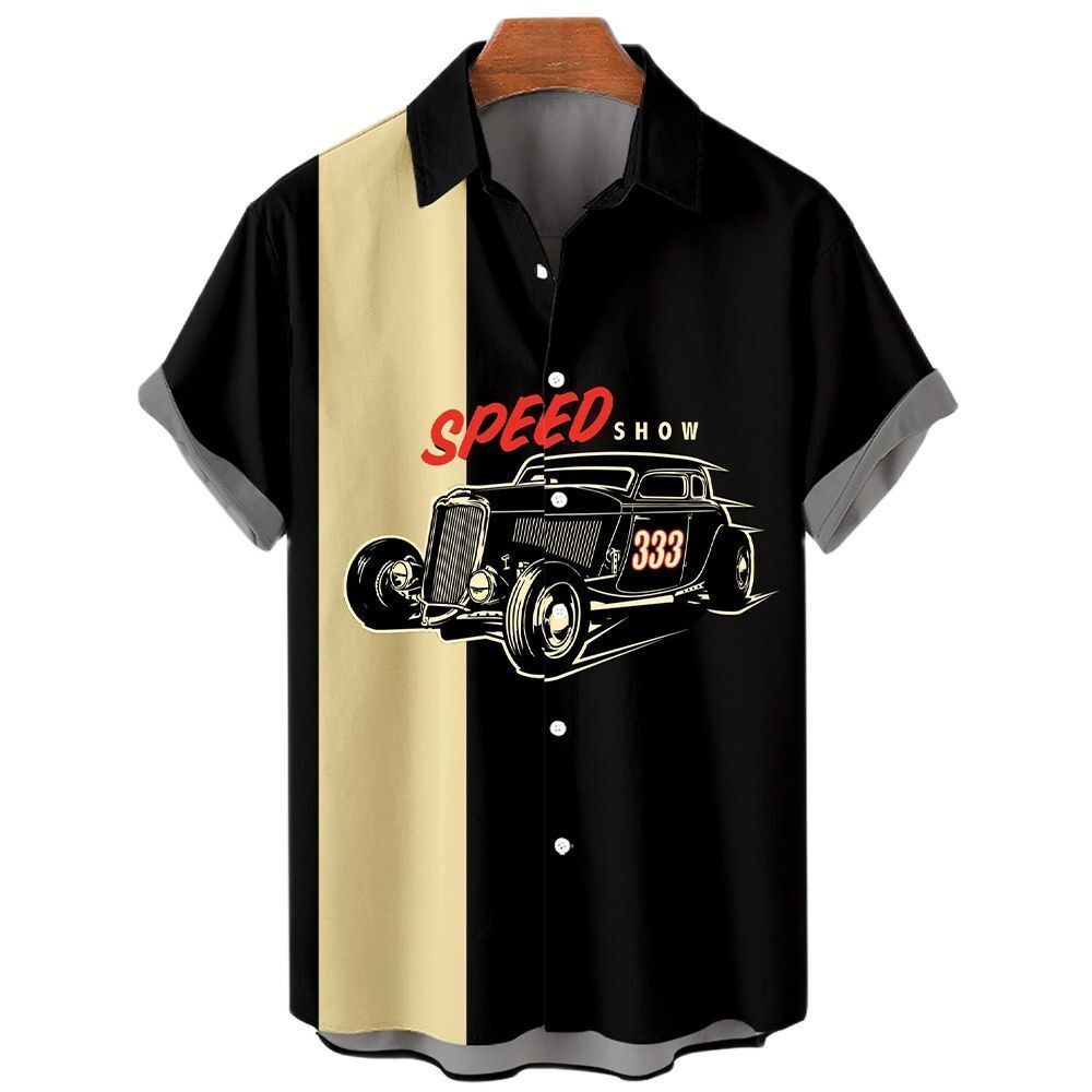 Hawaiian shirt for men Hot Rod speed show black - $29.00