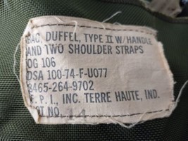 Vintage Vietnam War Era US Military Top Load Duffle Bag Named - $64.35