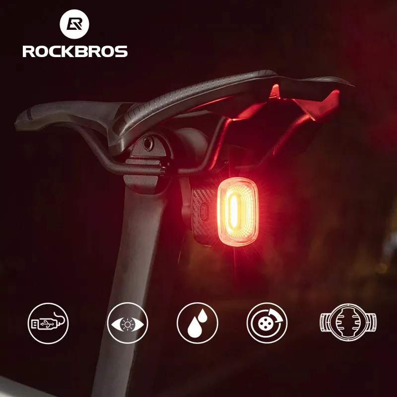 Rockbros Bicycle Rear Light Smart Auto Brake Sensing Usb Bike Light IPX6 Led - £17.31 GBP+