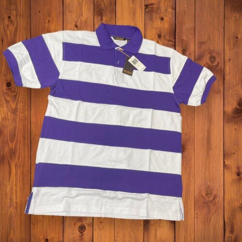 Primary image for NEW PJ Mark Mens POLO Shirt Sz L Purple / White Stripes