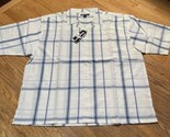 White Blue Plaid Button Short Sleeve Shirt Sz 4XL NOS Regal Wear Mens NEW - £10.61 GBP