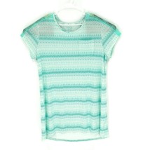 Cool Girl Womens Pajama Top Green White Geometric Stretch Scoop Neck Plus 2X - £11.85 GBP