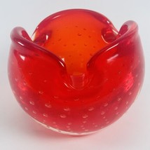 Vintage Murano Red Ashtray Controlled Bubble Swirl Art Glass MCM Trinket Jewelry - $48.95