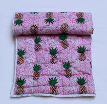 Baby Bed Quilt Multi Pineapple Block Print Light Weight Cotton Filled Coverlet - £19.83 GBP
