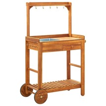  Garden Kitchen Trolley Solid Acacia Wood 36.2"x17.1"x55.7" - $3,489.88 MXN