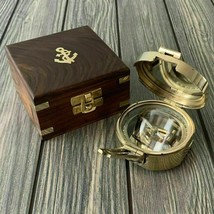 Brass Nautical Vintage Maritime Brunton Compass W/ Wooden Box Collectibles Gifts - £42.67 GBP