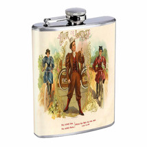 Vintage Cigar Box Poster D8 Flask 8oz Stainless Steel Hip Drinking Whiskey - £11.65 GBP