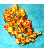 Vintage Lisner Aurora Borealis Crystal Gold Brooch - $36.25 CAD