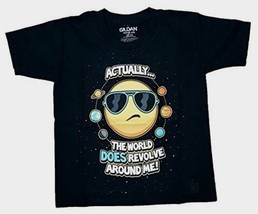 Gildan Boy&#39;s Actually The World Does Revolve Around Me Size X-Large 14-16 Black - £7.06 GBP