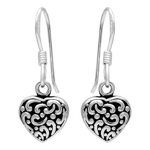 Heart Shape 925 Silver Fish Hook Earrings - £17.17 GBP