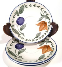 Staffordshire Tableware Plums Flowers Set of 3 Saucers Plates 6&quot; Wide England - £8.91 GBP