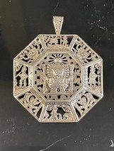 Vintage Sterling Silver .925 Aztec Calendar Pin Pendant - £77.07 GBP