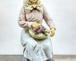 Homco ~ &quot;Elderly Woman w/Grapes  ~ 8&quot; Tall ~ Bisque Porcelain Figurine ~... - £23.83 GBP
