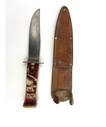 VTG Colonial Fixed Blade Hunting Buck Knife Plastic Handle Leather Sheat... - £21.23 GBP
