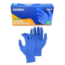 Clean Safety SuperB Nitrile Exam Gloves Blue Large 100/Bx CS4603 - £7.86 GBP