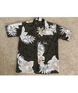 GOTCHA Mens MEDIUM dark green with white flowers Hawaiian Shirt. Runs Sm... - £15.59 GBP
