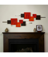 Red Orange Brown wood with metal wall art by Art69 - $257.40