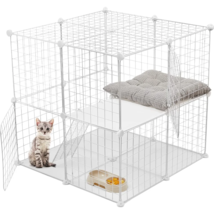 2 Tier Large Cat Cage Crate DIY Pet Playpen Detachable Dense Metal Wire Ferret C - £101.41 GBP+