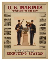 WW1 U.S. Marines &quot;Soldiers Of The Sea&quot; Recruiting Poster 8X10 Photo - £6.68 GBP