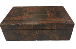 Antique Wood Travel Writing Sloping Lap Desk Document Box Secret Compart... - £193.84 GBP