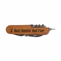 Funny Dad Gifts Best Buckin Dad Ever Wooden 8-Function Multi-Tool Pocket... - £11.71 GBP