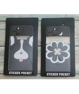 Two (2) Sticker Phone Wallet Pockets ~ Dog ~ Flower ~ ID &amp; Credit Card H... - $14.96