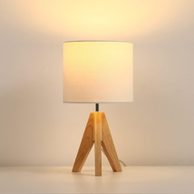 DEWENWILS Mid Century Bedside Lamp, Small Tripod Table Lamp with Linen Fabric Sh - £52.94 GBP