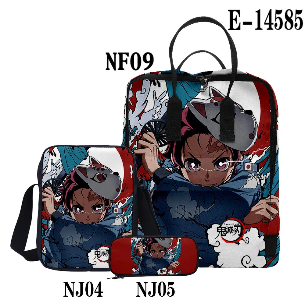 Japan Anime Demon Slayer Infinite Train Boys Girls Schoolbag Backpack Set/3pcs C - $84.92