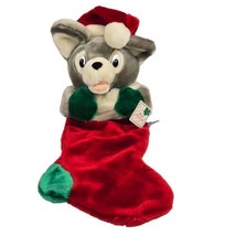 Vintage A &amp; A Aurora Plush Christmas Stocking Mouse Grey Stuffed Animal 1992 21&quot; - $25.25