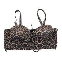 Shein Bikini Top Padded Underwire Molded Cups Leopard Print Brown Black 0XL - £3.93 GBP