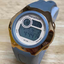 Marathon-Timex Lady 50m Gold-Gray Digital Quartz Alarm Chrono Watch~New Battery - £15.26 GBP
