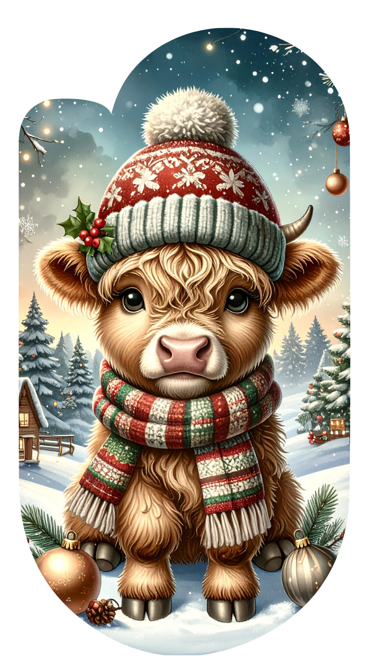 Winter Christmas Cow Paperclip Design Clipart 120PNG Digital Download Bundle  Item image 6