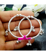 Silver Baby Handmade Hanging Bells Baby Bangle Infant Cuff Bangle Bracel... - $49.11