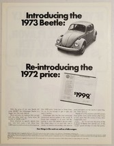 1972 Print Ad The 1973 VW Volkswagen Beetle Same Price as 1972 Models $1999 - £13.44 GBP