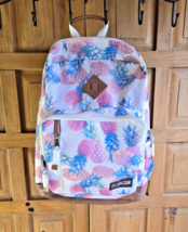 JanSport Trans Backpack Pastel Pineapples Laptop Sleeve Leather Bottom - £15.18 GBP