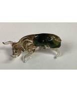 Miniature Art Green/Clear Glass Bull Statue Figurine - Missing Tail - $275.45 MXN