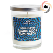 4x Candles Special Blue Jasmine Jewel Smoke Odor Eliminator Candle | 14.8oz - £38.42 GBP