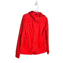 EDDIE BAUER Womens Size XL Orange Full Zip Athletic Jacket Hooded Textured - £9.56 GBP