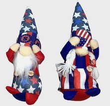 Lot of 2 Patriotic Gnome Plush Decor 4th Of July USA Red White Blue Memorial Day - £21.29 GBP
