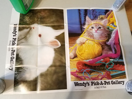 1987 Wendy&#39;s Pick-A-Pet Gallery White Rabbit &amp; A Ball of Fun Cat Poster ... - $8.99