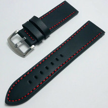 24mm &#39;True Black&#39; Premium Handmade Cowhide Leather Strap - 24 mm Watch Band - £8.38 GBP