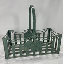 Vintage Grape Leaves 9&quot; Tall Fruit Eggs Decorative Metal Basket Decor 2lbs - $11.63