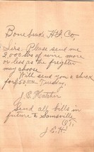 1890&#39;s Handwritten Letter Hardware Co Oklahoma Territory Bonebreak J E Hatcher - £29.10 GBP