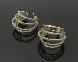 925 Sterling Silver - Vintage Shiny Graduated Split Hoop Earrings - EG11117 - $115.40