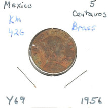 Mexico 5 Centavos, 1956, Brass, KM 426 - £0.79 GBP