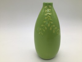 Pottery Small Round Green Bud Vase Ceramic Decor 6” - $7.92