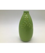 Pottery Small Round Green Bud Vase Ceramic Decor 6” - $7.92