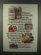 1988 Budweiser Beer Ad - Join With USA Today - $18.49